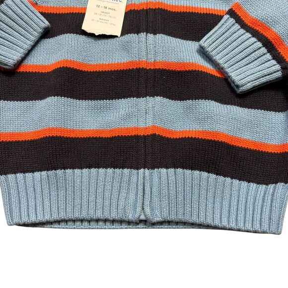 NEW GYMBOREE Blue Striped Football Rugby Sweater Full Zip Hooded Orange Boys 18m - Picture 5 of 8